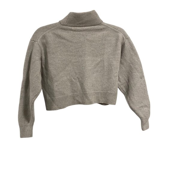 Aritzia Wilfred‎ Free Harper Cropped 100% Wool Turtleneck Gray Sweater Size M - Picture 3 of 7